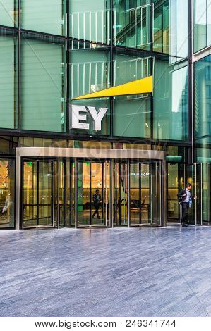 London. June 2018. A View Of The Ey Office By London Bridge In London.