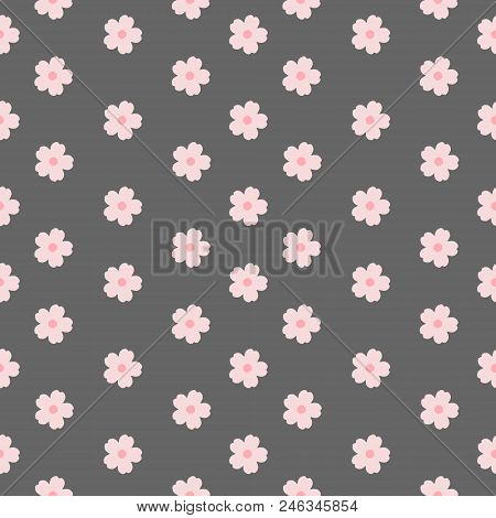 Minimalistic Flowers Background. Seamless Sample With Pink Flowers.