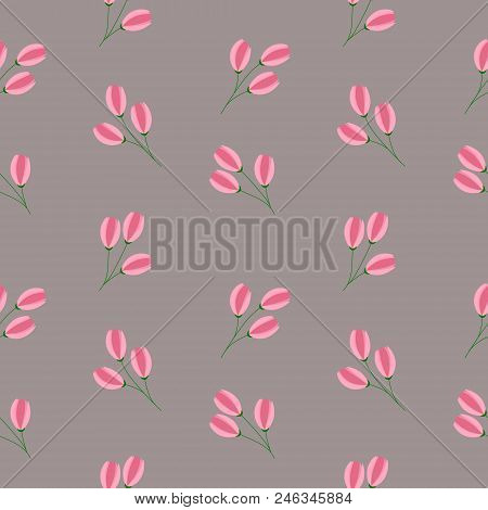 Seamless Sample With Gentle Pink Flowers. Vector Illustration