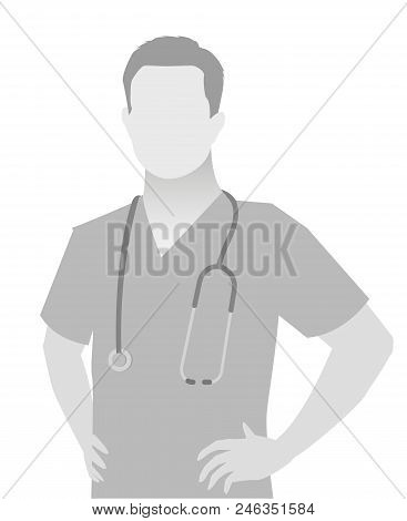 Default Placeholder Doctor Half-length Portrait Photo Avatar.  Gray Color
