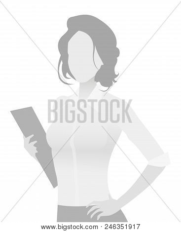 Default Placeholder Businesswoman Half-length Portrait Photo Avatar. Woman Gray Color