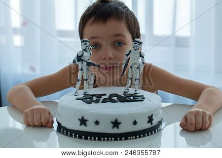 Minsk, Belarus, 18 January: Homemade Cake Made By Nataliya Petrovich In Honor Of Her Son Birthday. B
