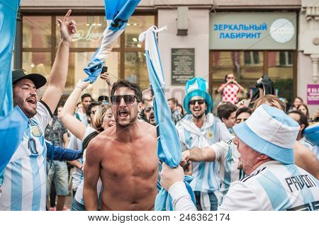 Nizhny Novgorod, Russia - June 21, 2018: Football Fans Came To Nizhny Novgorod For The World Cup. Fa
