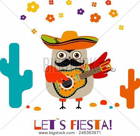 Decorative Mexican Holidays Greeting Card With Cartoon Owl