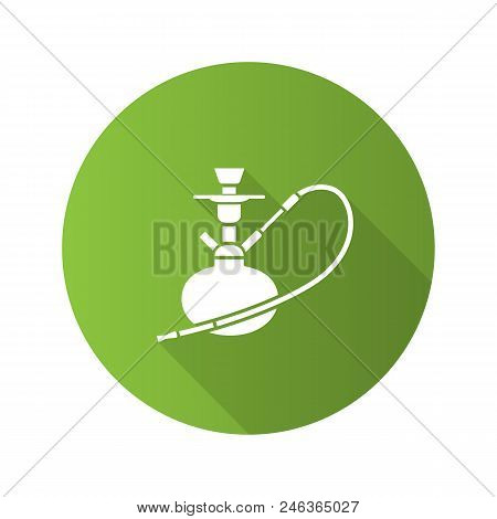 Hookah Flat Design Long Shadow Glyph Icon. Nargile. Vector Silhouette Illustration