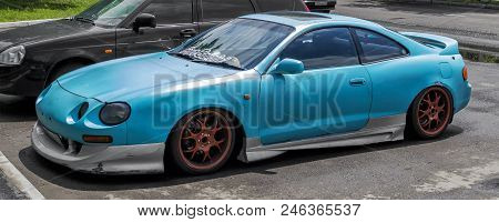 Kazakhstan, Ust-kamenogorsk, June 14, 2018: Toyota Celica Gt. Old Japanese Sports Car. Turquoise Spo
