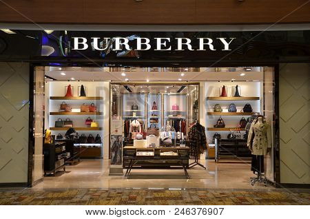 Singapore- 20 Jun, 2018: Burberry Store At Singapore Changi Airport. Burberry Group, Inc., Is A Brit