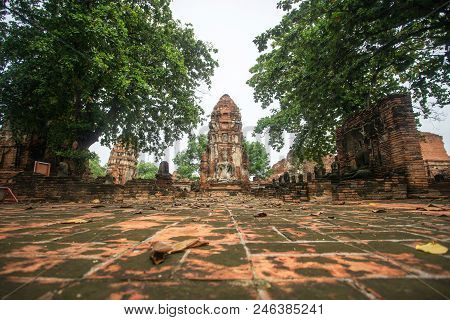 Beautiful Ruin Of Buddhist Temple, Ayutthaya Thailand