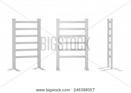 Movable Modern Bathroom Towel Dryer Heater On A White Background. 3d Rendering