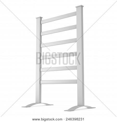 Movable Modern Bathroom Towel Dryer Heater On A White Background. 3d Rendering