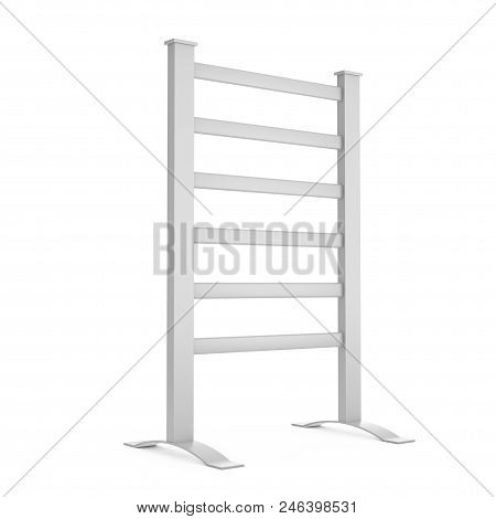 Movable Modern Bathroom Towel Dryer Heater On A White Background. 3d Rendering