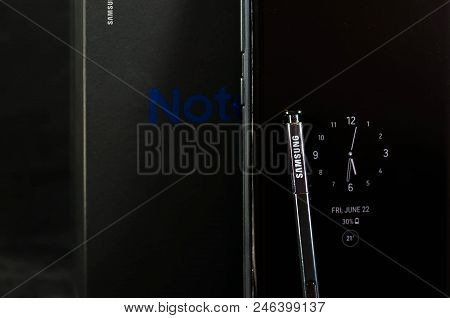 Miercurea Ciuc, Romania-22 June 2018: Samsung Galaxy Note 8 , New Generation Smartphone Front View, 
