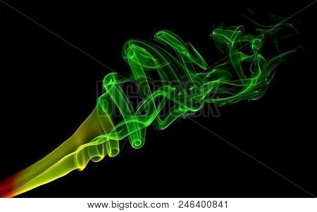Colored Smoke On A Black Background, Abstract Smoke Swirls Over Back Background, Fire Smoke, Movemen