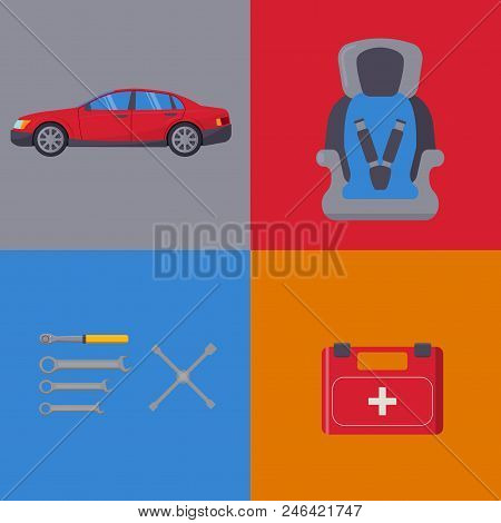 Auto Transport Vector Motorist Equipment Transportation Service Car Driver Tools High Detailed Repai