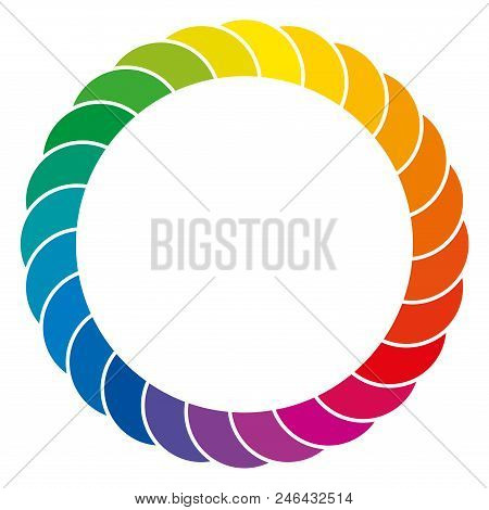 Rainbow Colored Background. Colorful Space And Circle Made Of Overlapping Segments Of The Color Spec