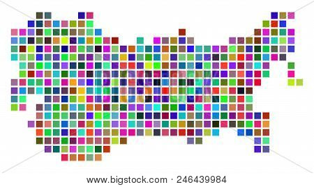 Multi Colored Dot Ussr Map. Vector Composition Of Ussr Map Organized Of Dot Elements. Vector Geograp