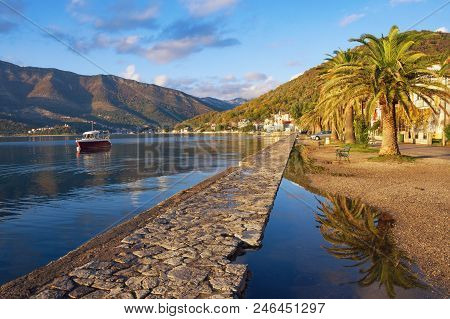 After The Rain. View Of Mediterranean Village On A Sunny Autumn Day. Montenegro, Tivat, Donja Lastva