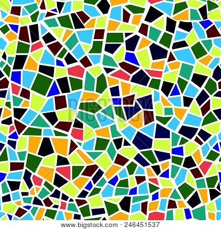 Abstract Mosaic Sheet Seamless Pattern. Geometric Tile Background. Ceramic Fragment Decorative Backd