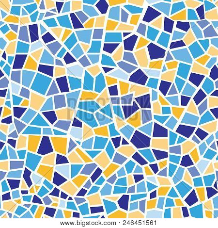 Abstract Mosaic Sheet Seamless Pattern. Geometric Tile Background. Ceramic Fragment Decorative Backd