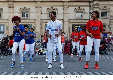 Lyon, France, June 21, 2018 : Dancing On Place Des Terreaux. With Free Demonstrations Through All Th