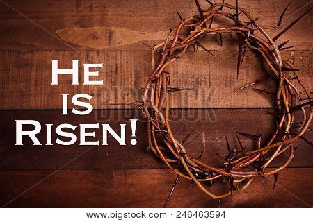 An Authentic Crown Of Thorns On A Wooden Background. Easter Theme