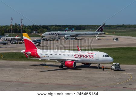 Berlin Germany - April 21. 2018: Iberia Express Airbus A320 Plane At Berlin Tegel Airport