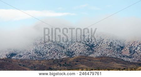 Fraguita Peak, Fog, And Snow, Arivaca, Arizona