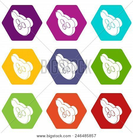 Mouse Form Button Clothes Icons 9 Set Coloful Isolated On White For Web
