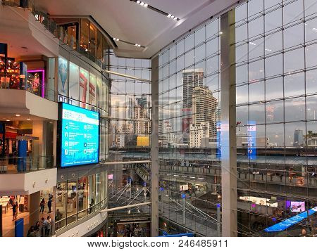 Bangkok, Thailand - 5 June 2018: Interior Of Terminal 21, People Enjoy Around Shopping Area At The G