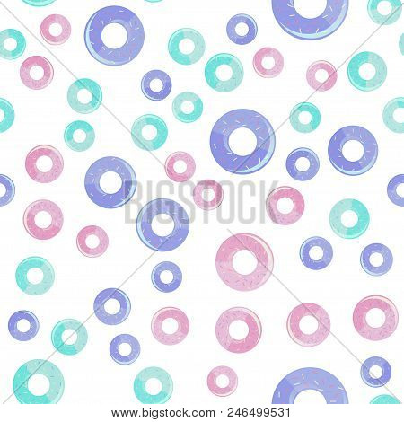 Seamless Pattern With Cartoon Donuts. Wrapping Paper Pattern. Vector Illustration.