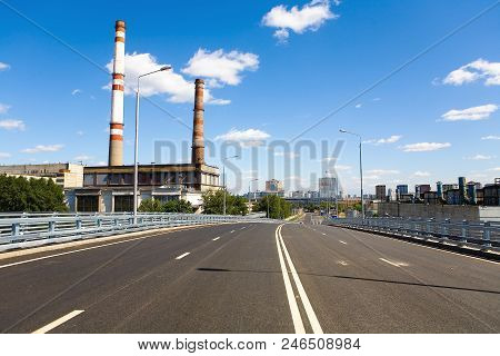 A New Road Without People And Cars In Moscow. Russia.