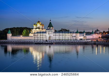 Ipatiev Monastery Reflecting In Water At Dusk, Kostroma, Russia