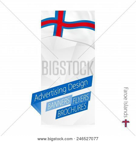 Vector Abstract Banner Template For Faroe Islands. Advertising Template With Flag Of Faroe Islands.