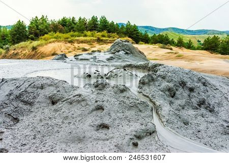 Buzau, Paclele Mari, Romania: Bubbling Mud, Landscape With Muddy Volcano At Sunset - Landmark Attrac