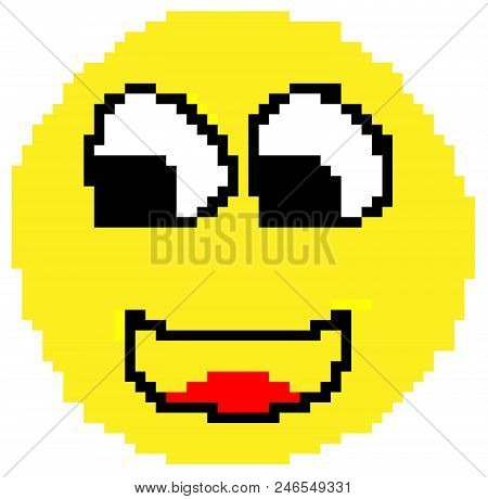 Smiley Happy Face Drawn In Pixels Vector Eps10