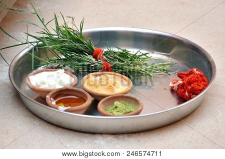 Tel Baan Ritual In Indian Wedding. Tel Baan Is A Ritual For Hindu.