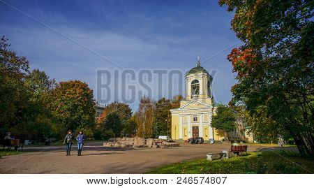 Vyborg, Russia - Oct 6, 2016. Old Church In Vyborg, Russia. Vyborg Stands At The Head Of Vyborg Bay 