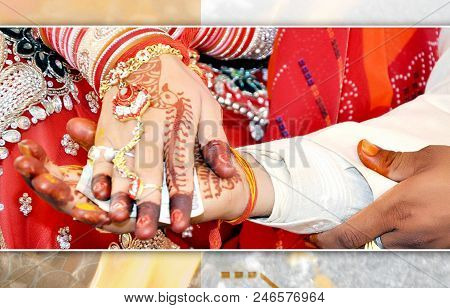 Bride And Groom Joining Hands During An Indian Wedding Ritual