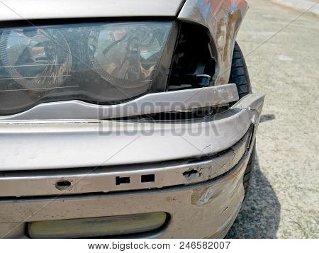 Sidelight And Front Bumper Broken From Car Crash