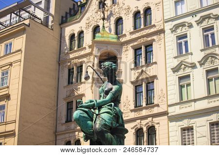 View Of The Donnerbrunnen Fountain In Vienna, Austria