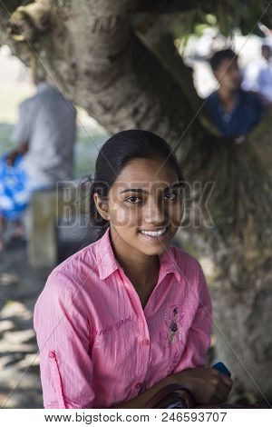 Matara, Sri Lanka - January 25, 2014: Unindentified Woman From Matara District In Sri Lanka. Matara 