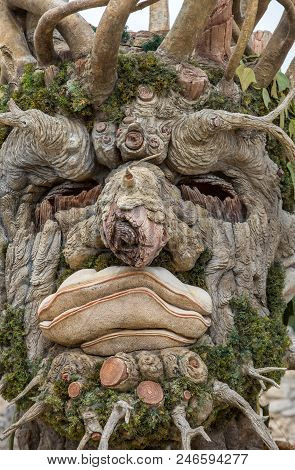 Les Baux, France - June 26, 2017: The Artwork, Titled  Winter Is Four Seasons Three-dimensional Inte
