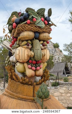 Les Baux, France - June 26, 2017: The Artwork, Titled Summer Is Four Seasons Three-dimensional Inter