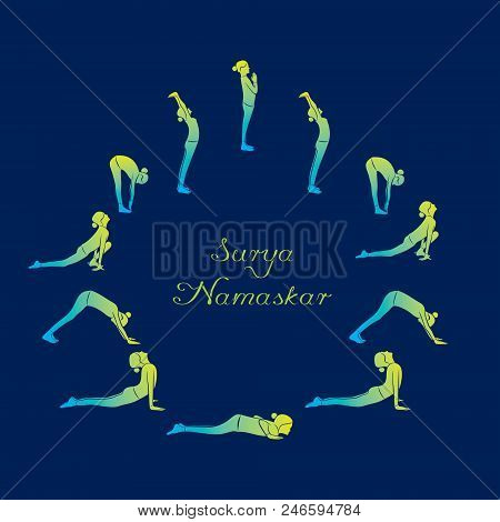 Illustration Of Woman Doing Surya Namaskar For International Yoga Day