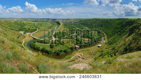 Summer Landscape Of River Canyon And Hills At Orheiul Vechi Butuceni Village In Moldova.