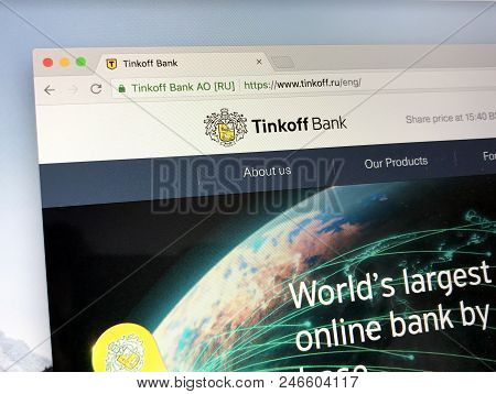 Amsterdam, The Netherlands - June 24, 2018: Website Of The Tinkoff Bank, A Russian Commercial Bank.