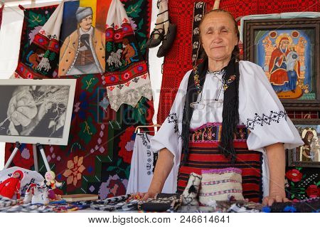 Lyon, France, June 23, 2018 : Traditional Dress From Romania. The Fetes Consulaires Stand On Place B
