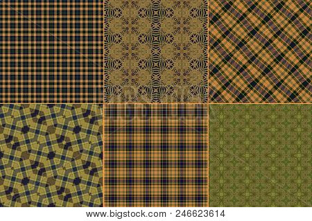 Set Collection Of Six Seamless Tile Pattern Tartan Design Textures
