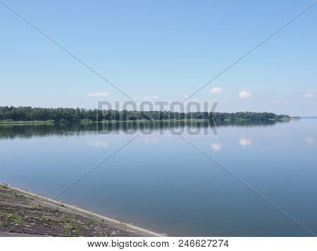 Lakeside Landscapes And Shoreline Of Artificial Water Goczalkowice Reservoir In European City At Pol