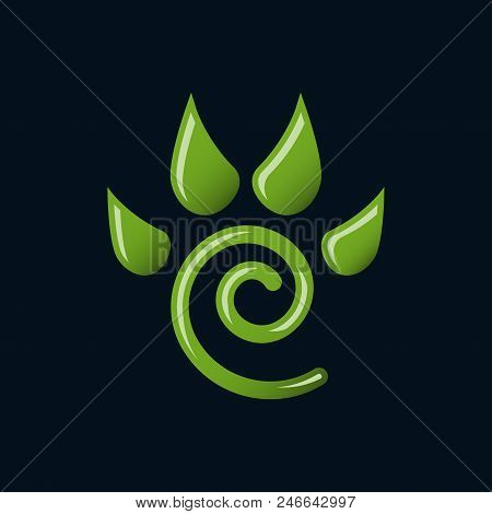 Illustration Paw Print As A Spiral On A Gray Background